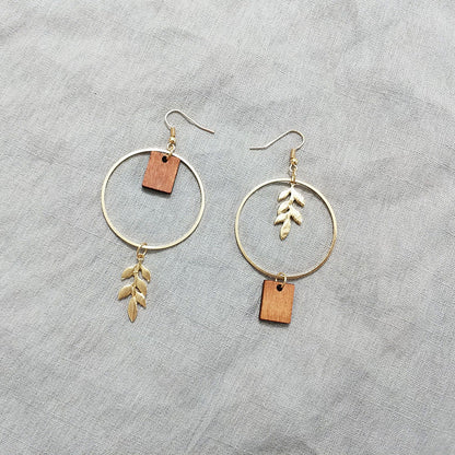 Leaves Wood Earing