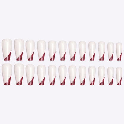 Wearing Nails, Rose Gold And Beveled Edge French Manicure, Long Ballet Nails, Fake Nails, Finished Products, Boxed