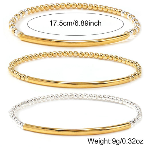 Metal Bead Bracelet With Contrasting Color Patchwork