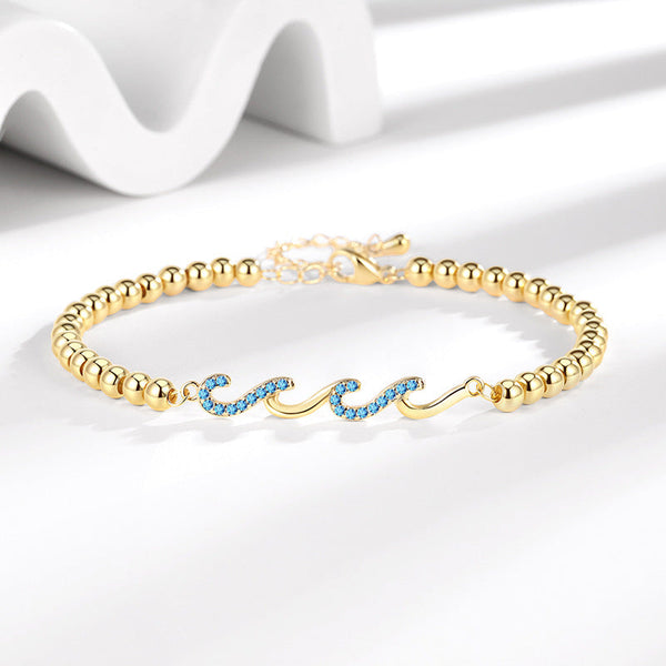Diamond-studded Wave Bracelet For Women
