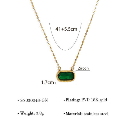 Oval Versatile Necklace For Women Square Pendant With Inlay