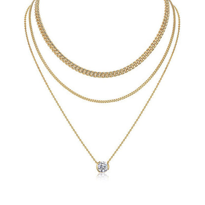 925 Silver European And American Twin Clavicle Chain Necklace