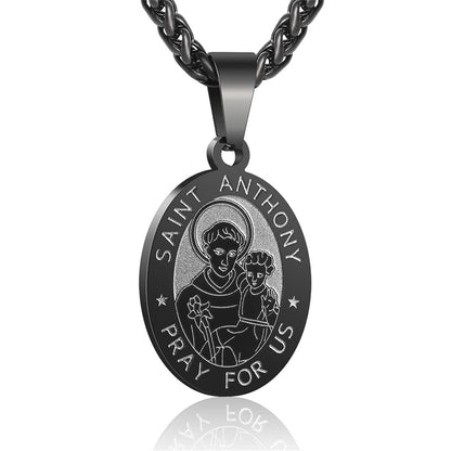 Double-Sided Portrait Medal Cross Stainless Steel Pendant Necklace For Men And Women