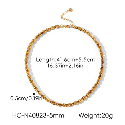 18k Gold Stainless Steel Chunky Cable-Chain Non-Fading Titanium Steel Necklace