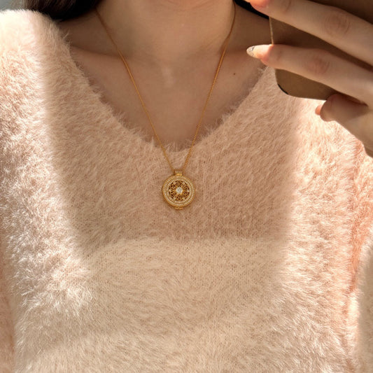 Heavy Industry Ancient Chinese Compass Necklace