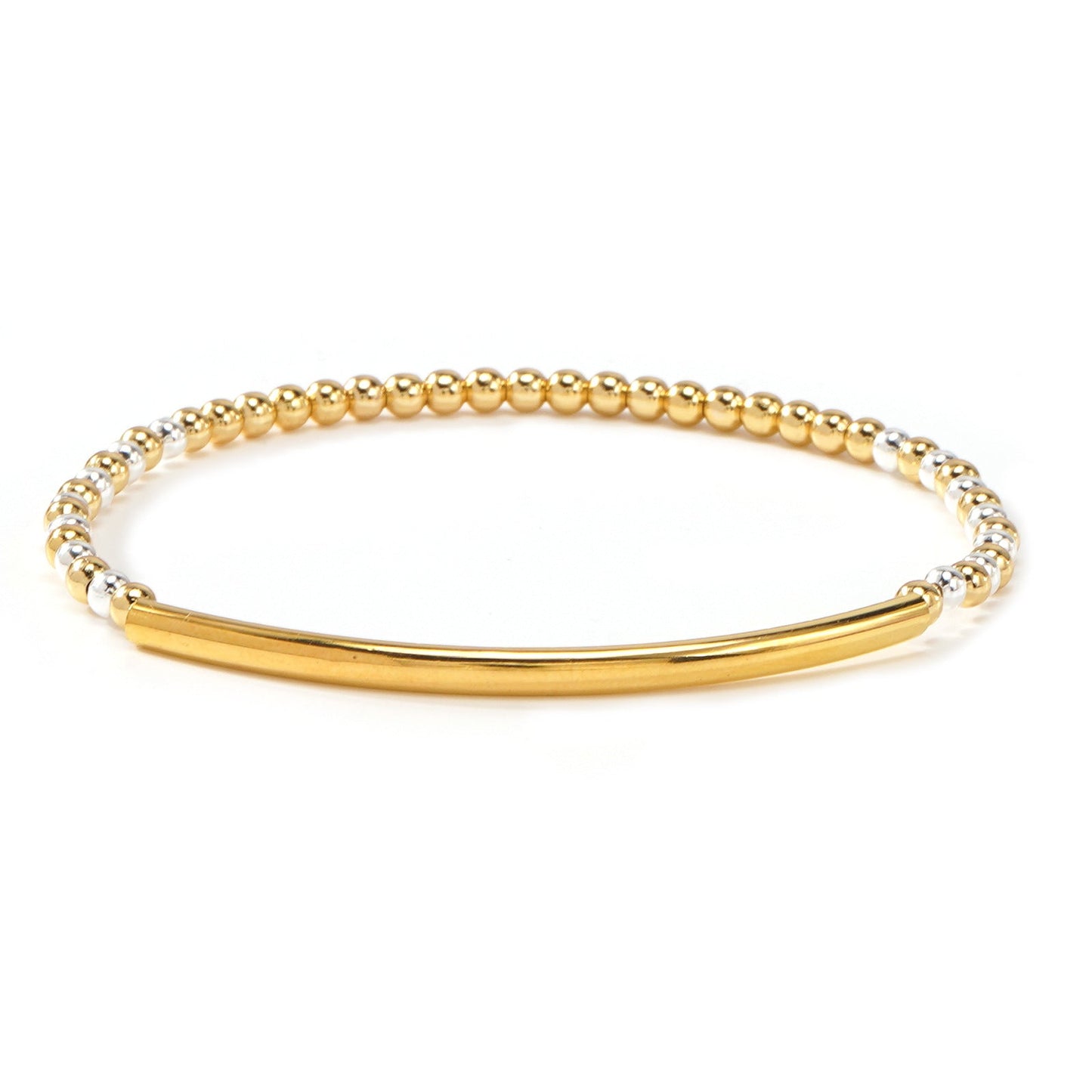 Metal Bead Bracelet With Contrasting Color Patchwork