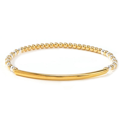 Metal Bead Bracelet With Contrasting Color Patchwork