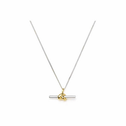 Gold And Silver Double T-shaped Horizontal Necklace