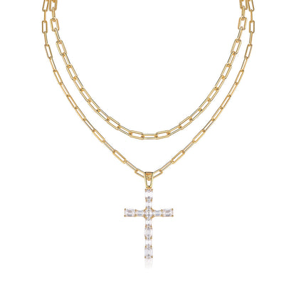 S925 Silver Moissanite Twin Light Luxury Minority Necklace Accessories For Women