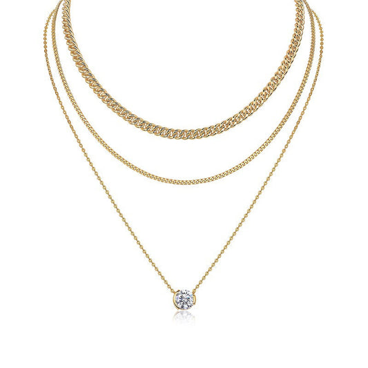 925 Silver European And American Twin Clavicle Chain Necklace