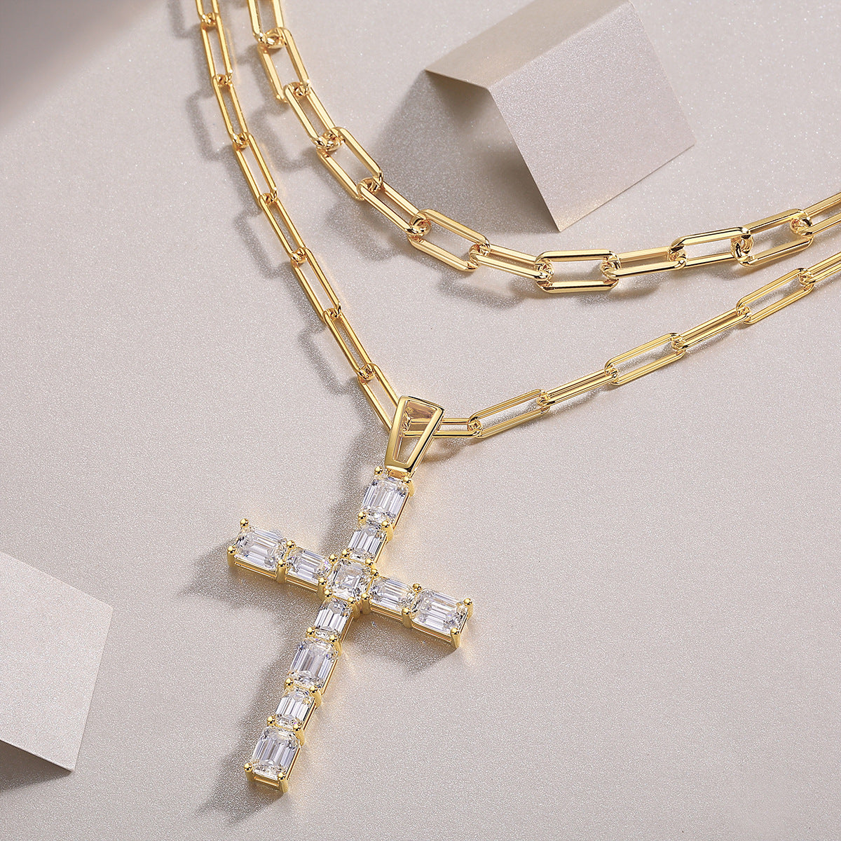 S925 Silver Moissanite Twin Light Luxury Minority Necklace Accessories For Women