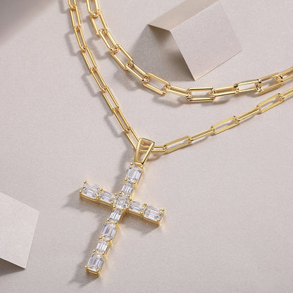 S925 Silver Moissanite Twin Light Luxury Minority Necklace Accessories For Women