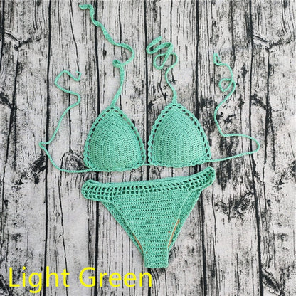 Handmade Crochet Bikini Sets Push-Up Pads Swimsuits