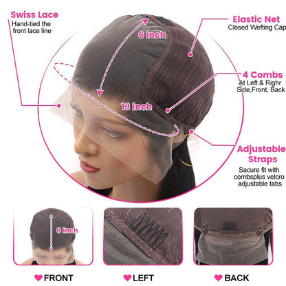 13x6 straight lace front human hair wig
